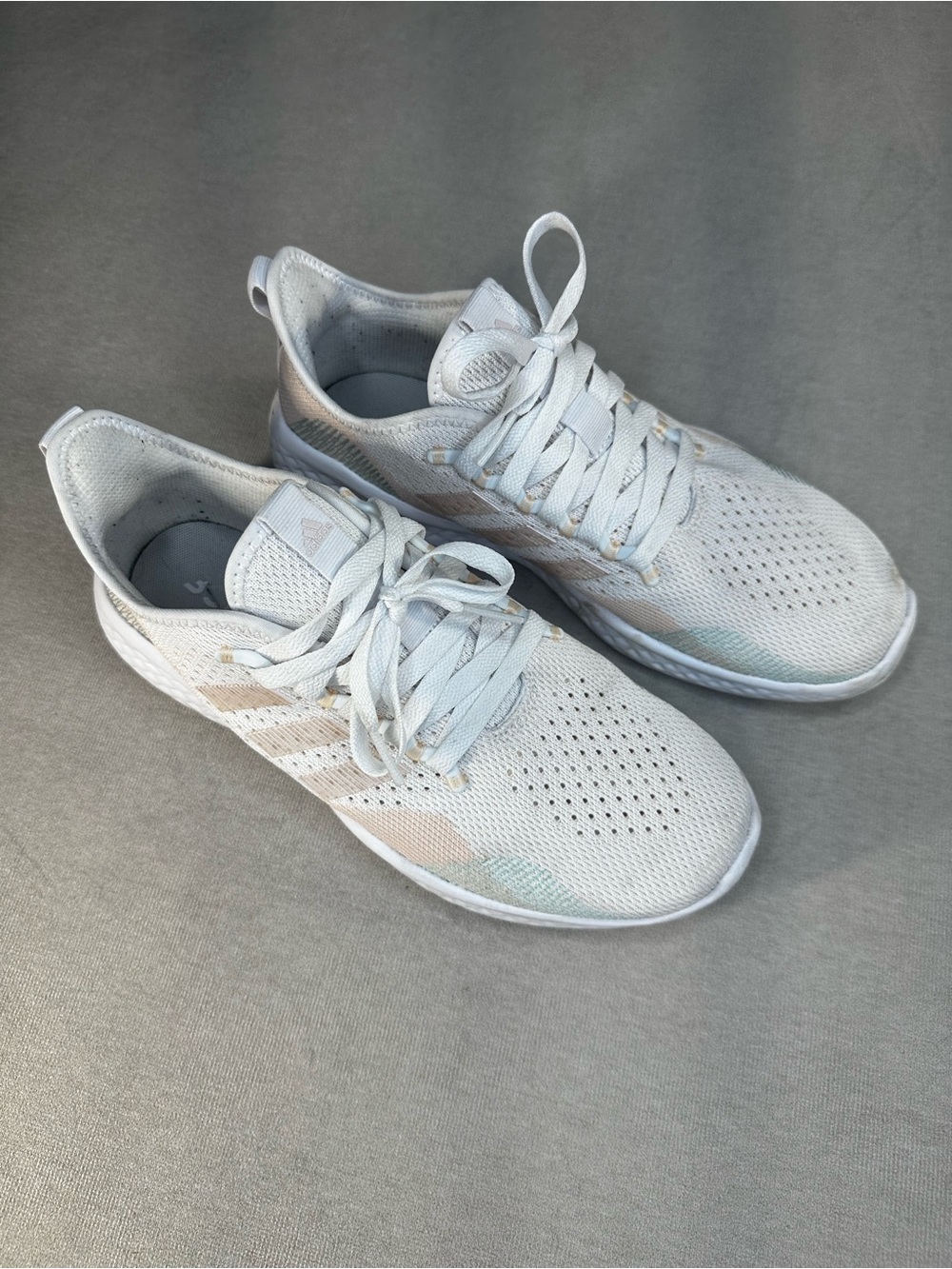 adidas Women’s Fluidflow 2.0 White Athletic Sneakers with Pastel Accents
